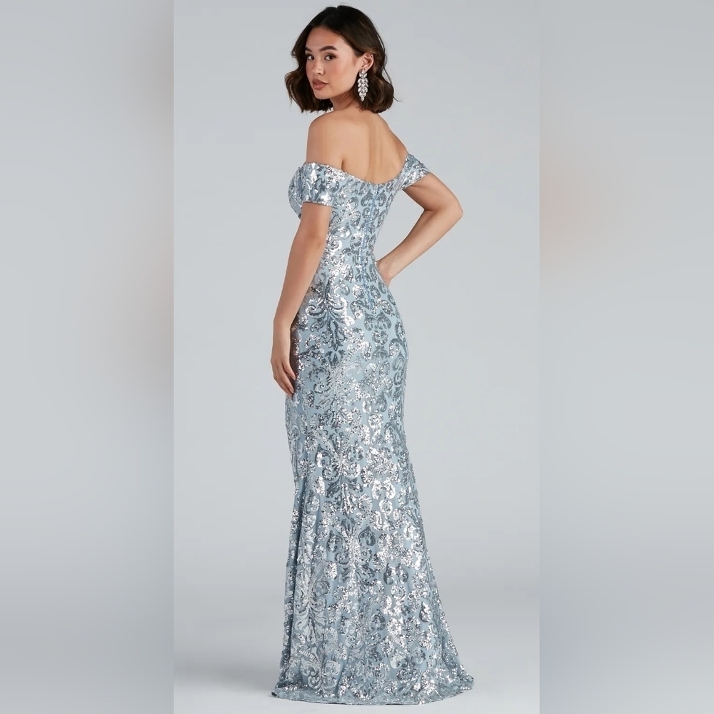 Windsor Carter Sequin Scroll A-line Formal Dress - Picture 3 of 15